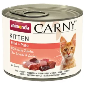 Angebot Sparpaket 24 x 200 g Animonda Carny Kitten Rind + Pute Katzen Nassfutter